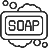 Soap bar with bubbles icon design.